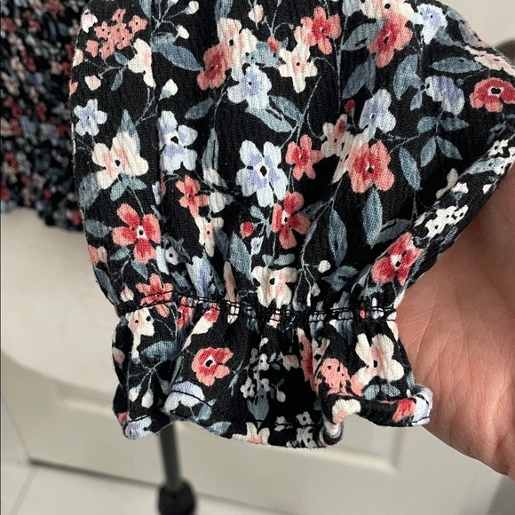 Floral Smocked Long Sleeve Blouse Top Square Neckline & Back Sz S - Picture 6 of 12